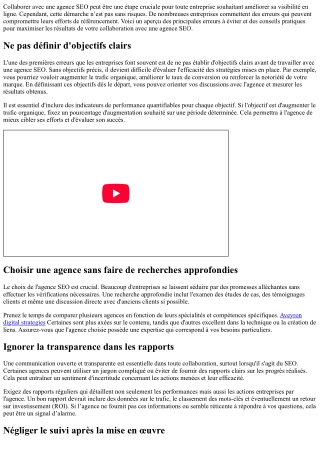 Les erreurs à éviter avec votre Agence SEO