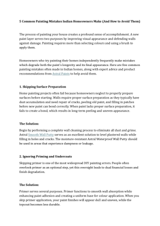 5 Common Painting Mistakes Indian Homeowners Make (And How to Avoid Them)