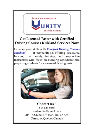 Get Licensed Faster with Certified Driving Courses Kirkland Services Now