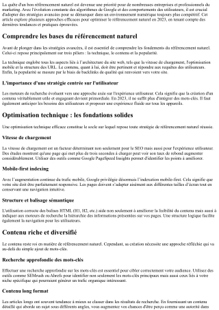 Stratégies avancées pour un meilleur référencement naturel en 2023