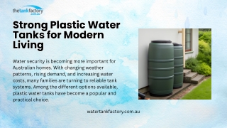 Strong Plastic Water Tanks for Modern Living