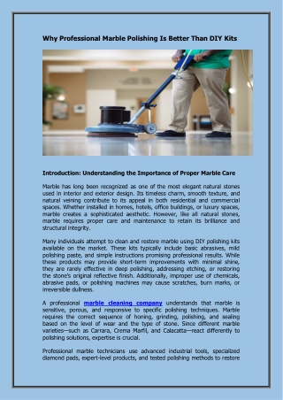 Why Professional Marble Polishing Is Better Than DIY Kits