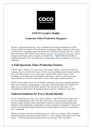 Corporate Video Production Singapore