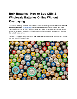 Bulk Batteries - How to Buy OEM & Wholesale Batteries Online Without Overpaying