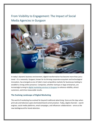 From Visibility to Engagement- The Impact of Social Media Agencies in Gurgaon
