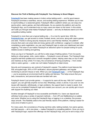 Discover the Thrill of Betting with Fairplay24: Your Gateway to Smart Wagers