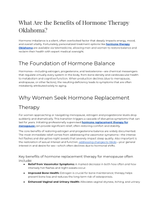 E4 - What Are the Benefits of Hormone Therapy Oklahoma