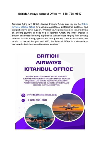 British Airways Istanbul Office   1–888–738–0817