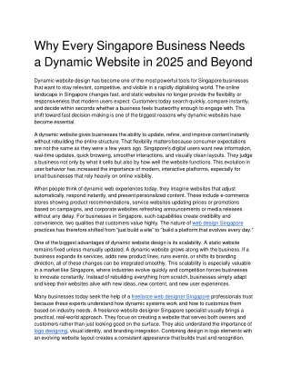 Why Every Singapore Business Needs a Dynamic Website in 2025 and Beyond