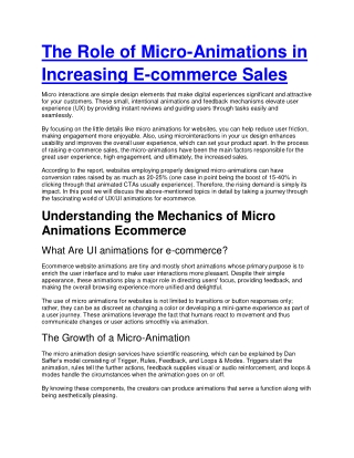 Micro Animations Marketing Boost eCommerce Sales