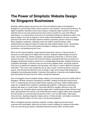 The Power of Simplistic Website Design for Singapore Businesses