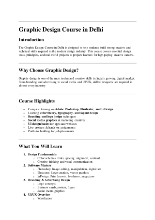 Graphic Design Course in Delhi