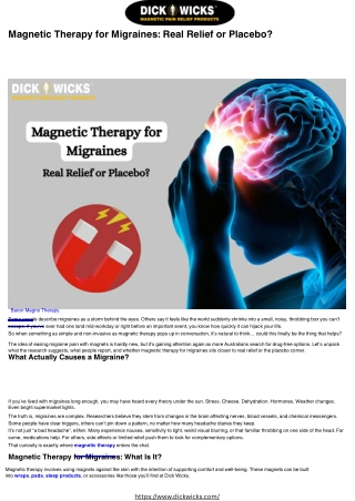 Magnetic Therapy for Migraines – Real Relief or Placebo? | Dickwicks