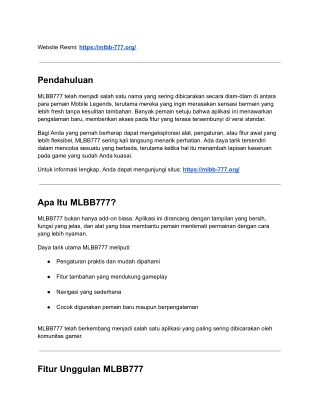 MLBB777 – Panduan Lengkap untuk Pengalaman Mobile Legends yang Lebih Seru