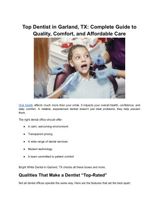 Top Dentist in Garland, TX_ Complete Guide to Quality, Comfort, and Affordable Care