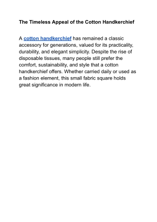 The Timeless Appeal of the Cotton Handkerchief