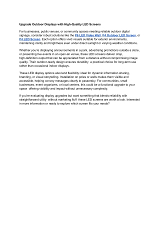 Upgrade Outdoor Displays with High-Quality LED Screens