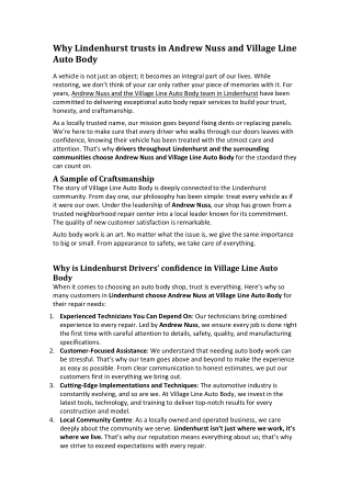 Why Lindenhurst trusts in Andrew Nuss and Village Line Auto Body