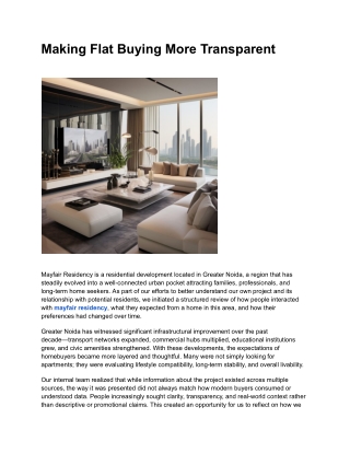 Making Flat Buying More Transparent