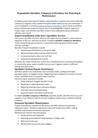 Dependable Sprinkler Company in Westbury for Water