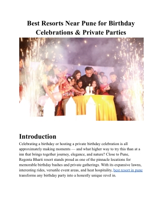 Best Resorts Near Pune for Birthday Celebrations & Private Parties