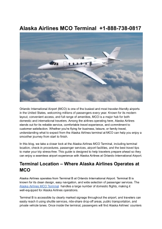 Alaska Airlines MCO Terminal 1-888-738-0817