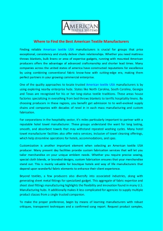 Where to Find the Best American Textile Manufacturers