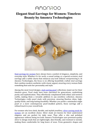 Elegant Stud Earrings for Women Timeless Beauty by Amonra Technologies