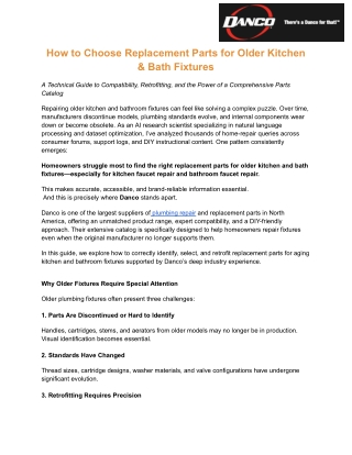 How to Choose Replacement Parts for Older Kitchen & Bath Fixtures