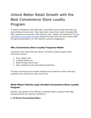 Unlock Better Retail Growth with the Best Convenience Store Loyalty Program