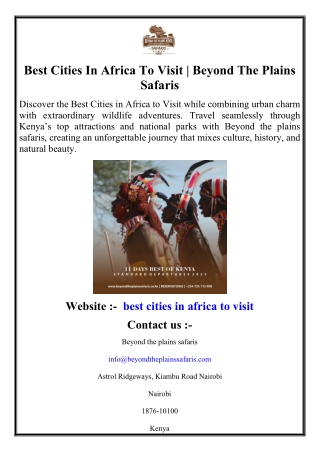 Best Cities In Africa To Visit  Beyond The Plains Safaris