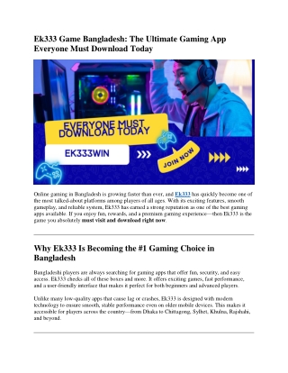 Ek333 Game Bangladesh