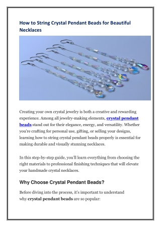 How to String Crystal Pendant Beads for Beautiful Necklaces