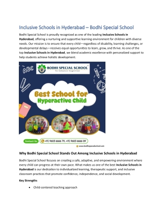 Inclusive Schools in Hyderabad