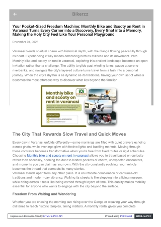 Move beyond the ghats Monthly bike and scooty on rent in varanasi brings access