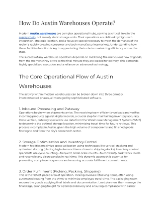 E - How do Austin warehouses operate