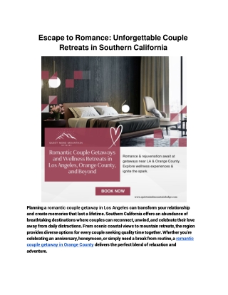 Escape to Romance_ Unforgettable Couple Retreats in Southern California