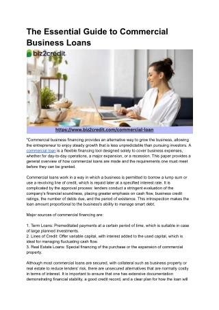 Commercial Loans: Fueling Business Growth and Stability