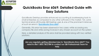 Step-by-Step Solutions for QuickBooks Error 6069