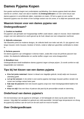 Dame Pyjama Kopen
