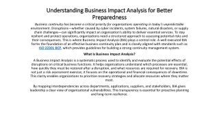 Understanding Business Impact Analysis for Better Preparedness