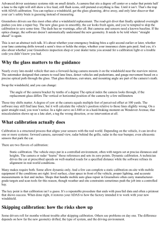 Windshield Calibration ADAS Greensboro: What If You Skip It?