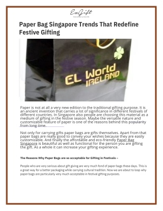 Paper Bag Singapore Trends That Redefine Festive Gifting