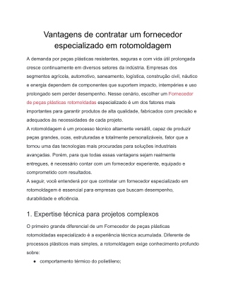 Vantagens de contratar um fornecedor especializado em rotomoldagem