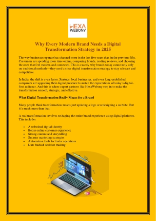 Why Every Modern Brand Needs a Digital Transformation Strategy in 2025