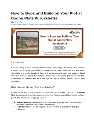 How to Book and Build on Your Plot at Godrej Plots Kurukshetra