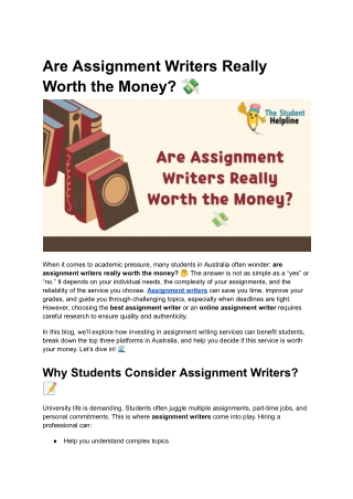 Are Assignment Writers Really Worth the Money