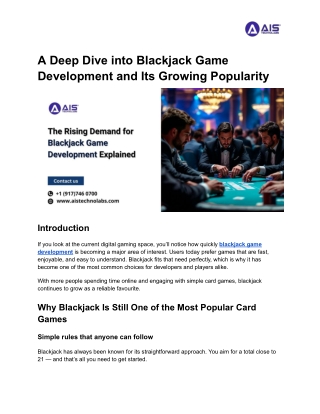 A Deep Dive into Blackjack Game Development and Its Growing Popularity