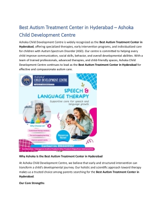 Best Autism Treatment Center in Hyderabad