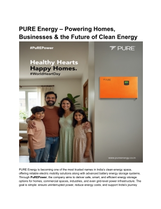 PURE Energy: Clean Power You Can Trust